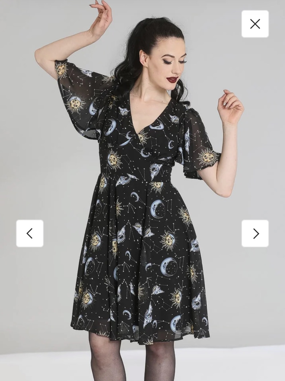 Hell Bunny Solaris Sun And Moon Printed Dress